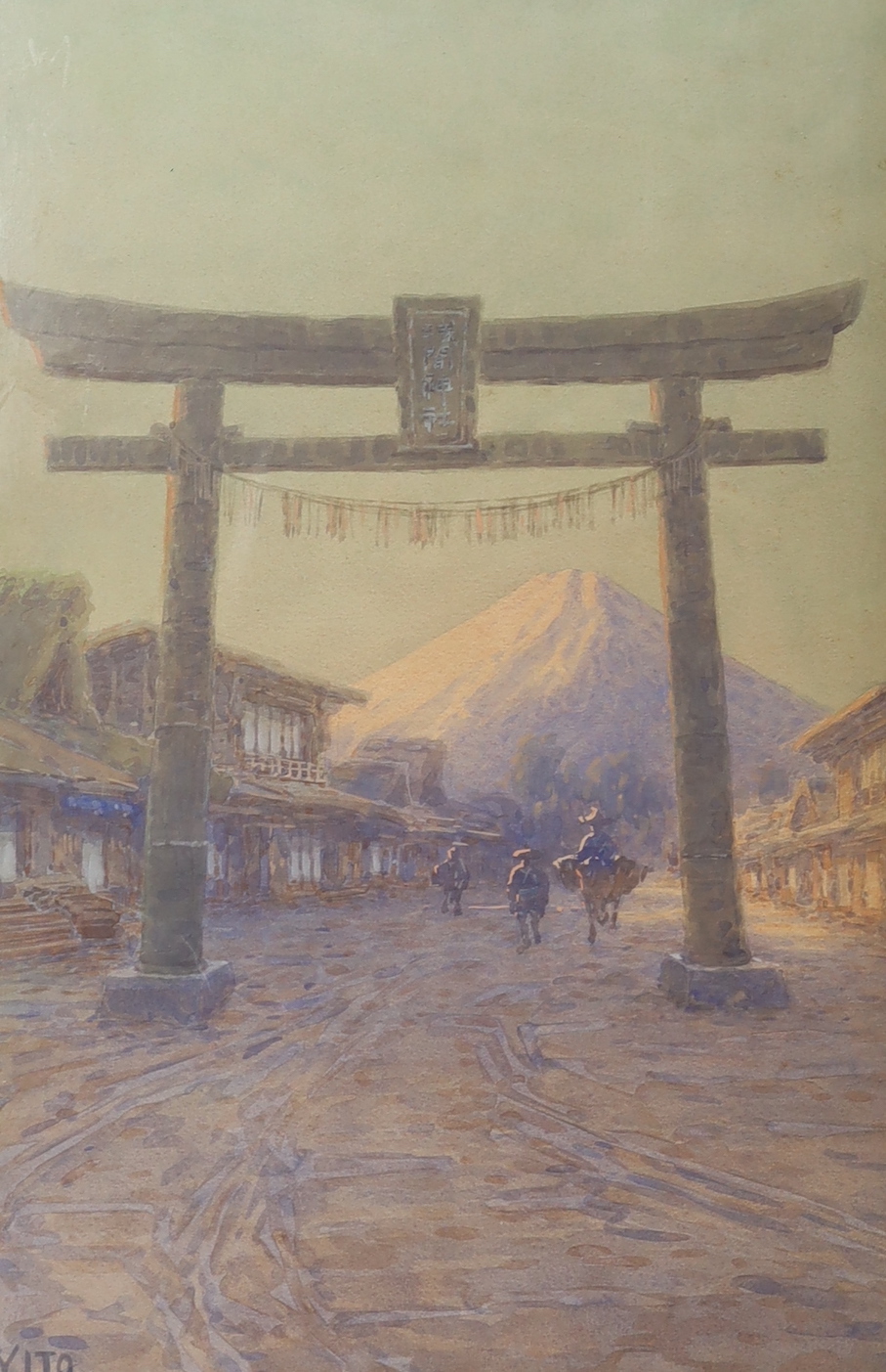 Yoshihiko lto (Japanese, 1867-1942), watercolour, Mount Fuji, signed, 48 x 32cm